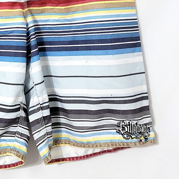 Billabong Men Hecho De Board Short Sz 36 Multicolor Stripe Cargo Swim Trunks Y2K - Picture 4 of 16